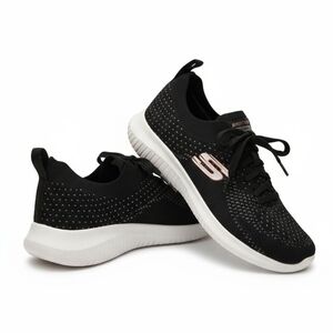 Skechers Women's Black and Pink Sneakers Size 5.5